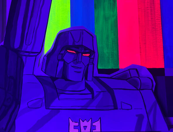 Megatron commission. Mixed Media, 8x10.